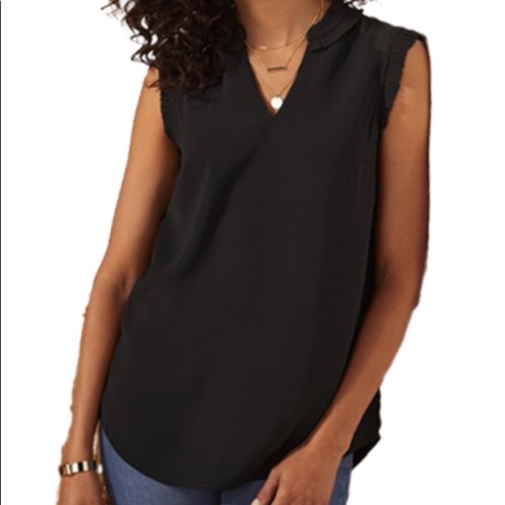 Soft Surroundings Nyssa Tank Sleeveless Blouse ruffle detail M everyday Normcore